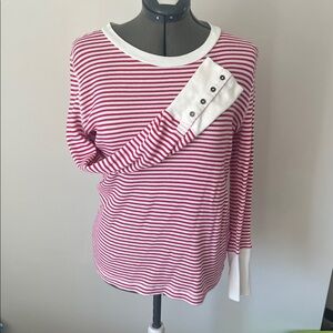 Sundance Red and White Striped Thermal Top